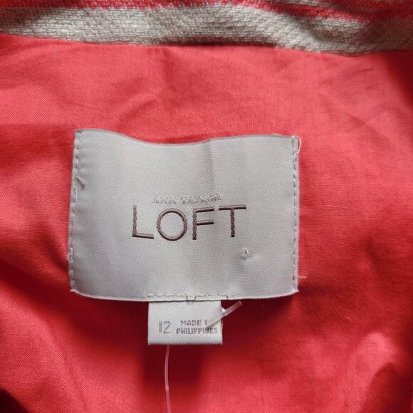 Loft Ann Taylor blazer pink and beige linen blend stripe preppy office NWT new - Picture 10 of 16